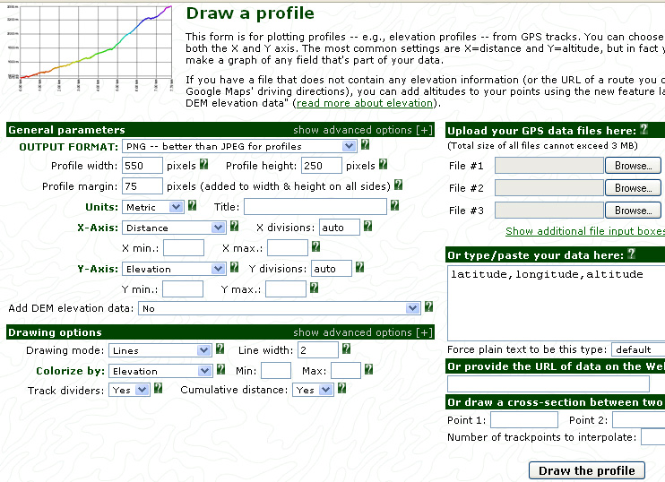 Draw Profile Input Form